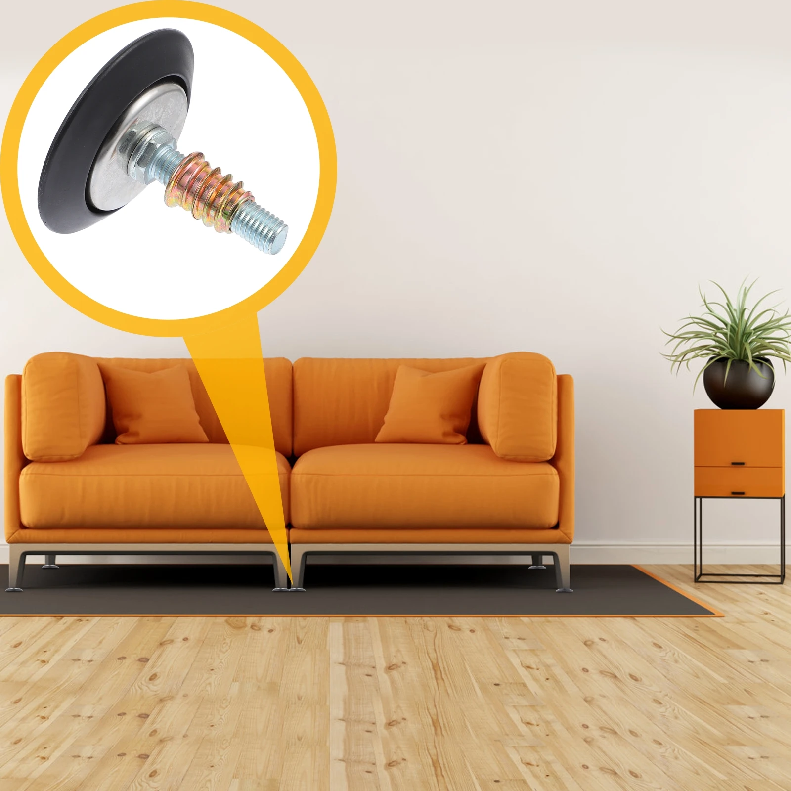 

4pcs Adjustable Furniture Levelers 63mm Heavy Duty Table Chair Legs T Nut Replacement Feet Screw Wood Protect Floors