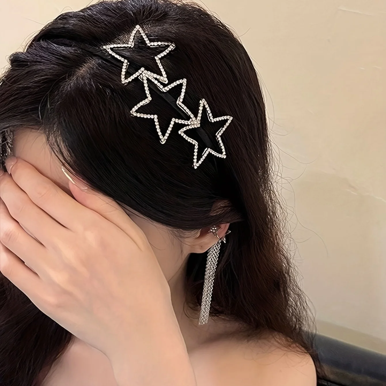 1pcs Rhinestones Star All-matched Girls Headband Sweet Cool Spice Pressure Hair Headdress Delicate Simple Hair Accessories