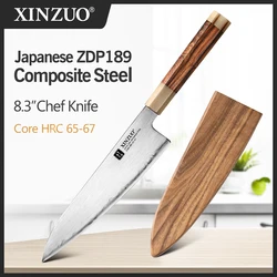 XINZUO 8.3'' Chef's Knife Japanese ZDP-189 Power Steel Stainless Steel Kitchen Cooking Tools Desert Ironwood Handle Christmas