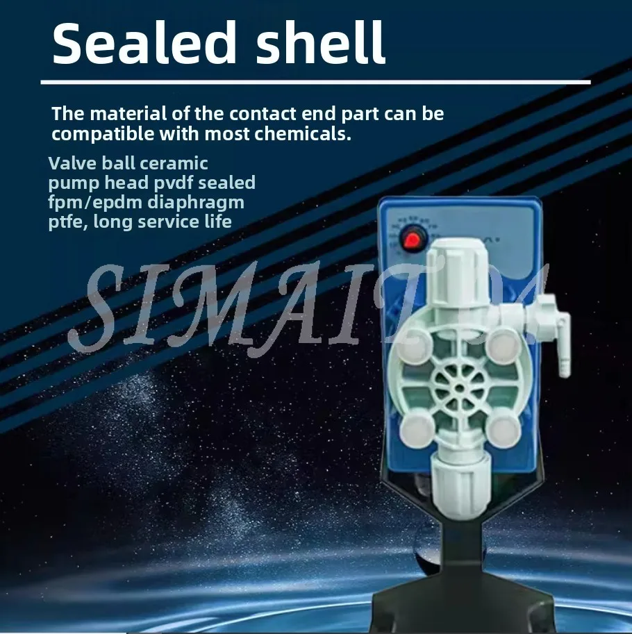 مضخة القياس الكيميائية لمعالجة المياه: نوع جرعات الأحماض/الكلور مع غشاء الملف اللولبي الإلكتروني #3