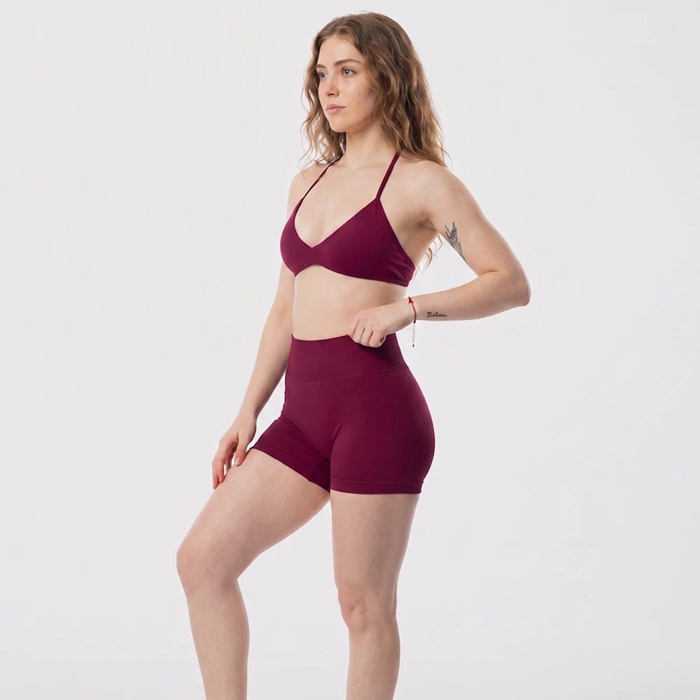 Sports Strappy Bra Seamless Yoga Women Push Up Sports Top Shockproof Gym Backless Workout Crop Top Fitness Activewear Halter