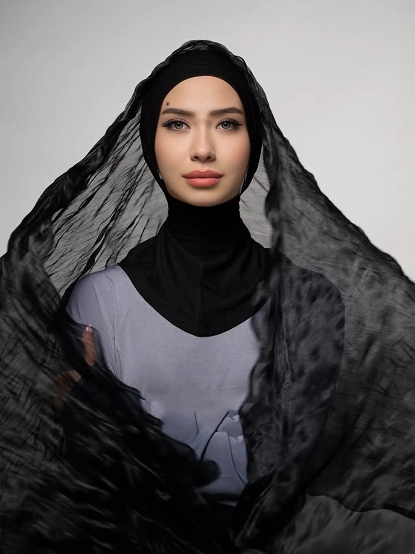 Shimmer Crinkle Muslim Hijab For Women Glossy Pleated Texture Soft Lightweight Shawl Scarf Modest Islamic Headscarf