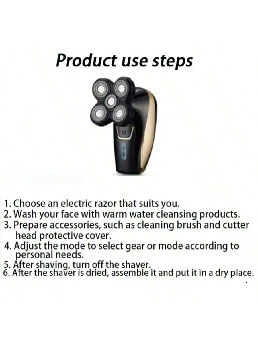 2026 ماكينة حلاقة الرأس مشابك الشعر مقاومة للماء ماكينة حلاقة كهربائية دوارة أداة تهذيب اللحية للرجال قابلة للشحن #5