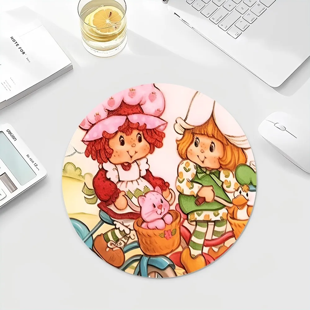 Strawberry-shortcake girl Mousepad INS Tide Round Keyboard Mat Table Mat Students Cabinet Gamer Desktop Mousepad Cup Mats