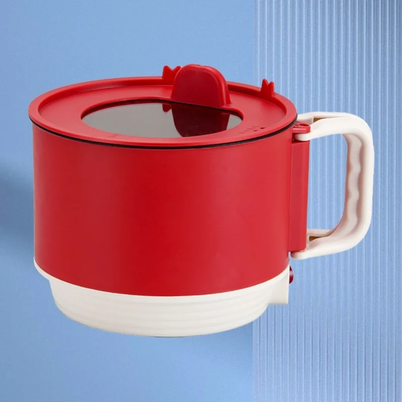 Electric Cooking Pot Quick Heating Mini Electric Cooker With Foldable Handle For Home Kitchen Red