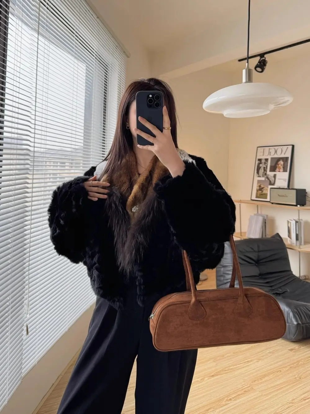 Jiuwei Family's 2025 winter new bat sleeve Korean style slimming rabbit fur whole fur fur coat and women's fur coat are trendy