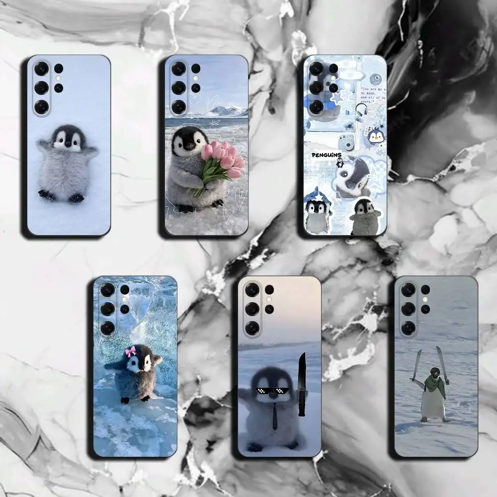 Cute & Funny penguin for Samsung S26 25 24 23 22 21 Ultra Case Liquid Silicone Soft Shell Plus