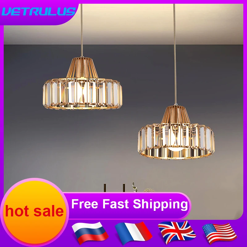 

Crystal Pendant Ceiling Lamps Chandeliers Living Room Nordic Loft Modern Loby Hanging Light Fixture Home Hotel Hall Decor Led