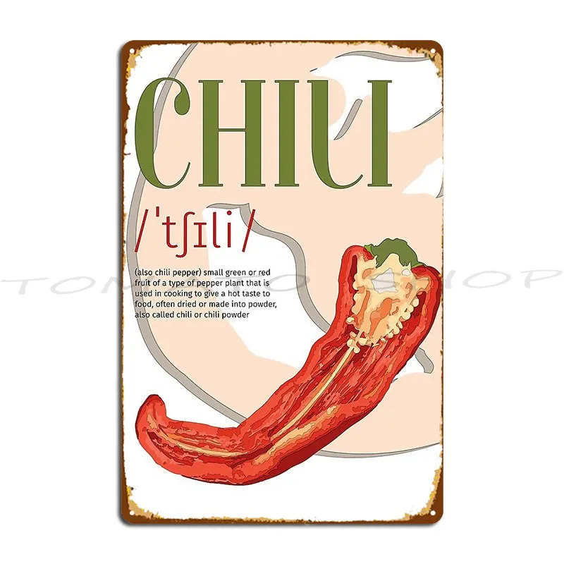 Chili And Knife Kitchen  Metal Plaque Poster Living Room Personalized Wall Decor Garage Decoration Designing  Tin Sign Poster