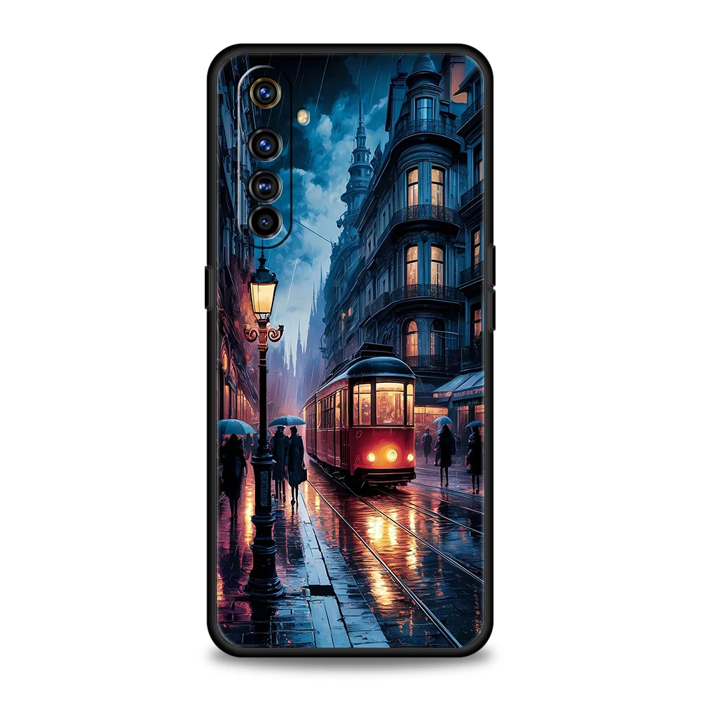 Artist London Painting Oil Painting Phone Case For Oppo A3S A15 A17 A31 A95 Find X5 X6 Pro Reno 6 7 8 SE Z Pro 5G Soft TPU Cover