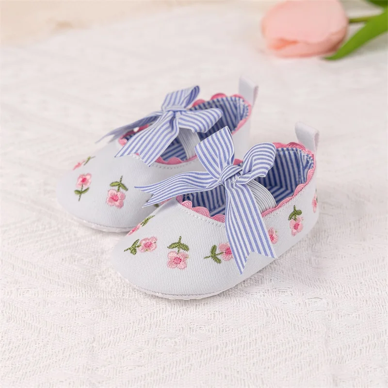 เด็กวัยหัดเดินเด็กสาวเจ้าหญิงรองเท้าน่ารัก 3D โบว์ใหญ่ลายดอกไม้ลื่น First Walking Soft Sole รองเท้า