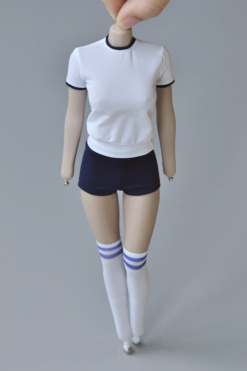 1/6 Scale Girl Student School Sprots Clothes Shirt Shorts Set Model Fit 12'' Female Soldier Action Figure Body Dolls