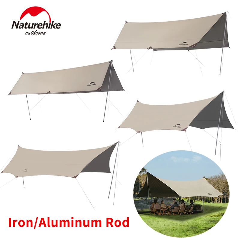 

Naturehike Camping Sun Shelter UPF12500+ Outdoor Picnic Tarp Black Coated Iron/Aluminum Pole Waterproof Canopy Sunscreen Awning