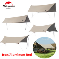 Naturehike Camping Sun Shelter UPF12500+ Outdoor Picnic Tarp Black Coated Iron/Aluminum Pole Waterproof Canopy Sunscreen Awning