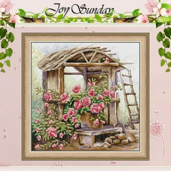 Trellis After Rain Patterns Counted Cross Stitch Set DIY 11CT 14CT 16CT Stamped DMC Cross-stitch Kit Embroidery Needlework