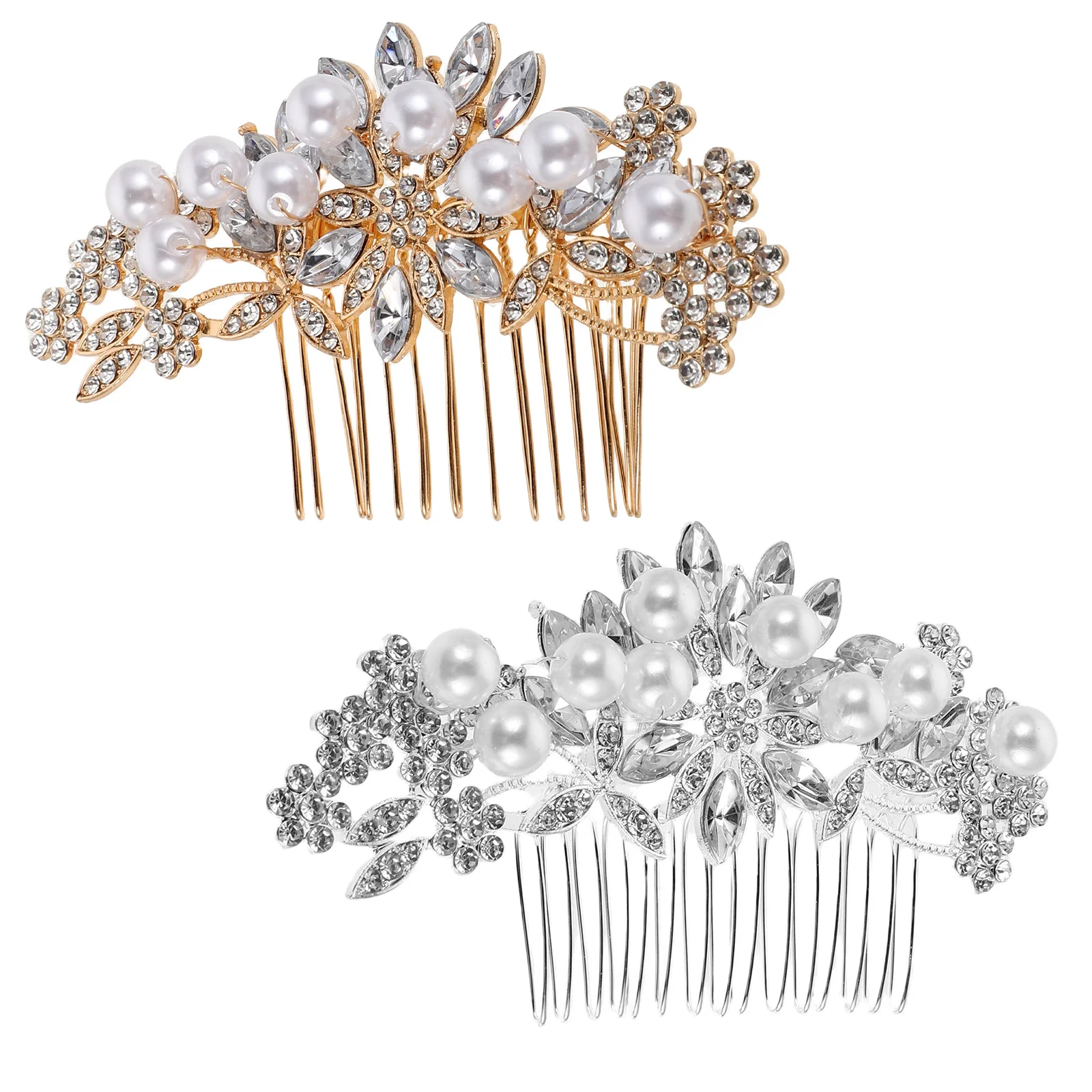 

2 Pcs Bridal Hair Accessories Headdress Bride Crystal Headpiece Decorative Combs for Women Rhinestone