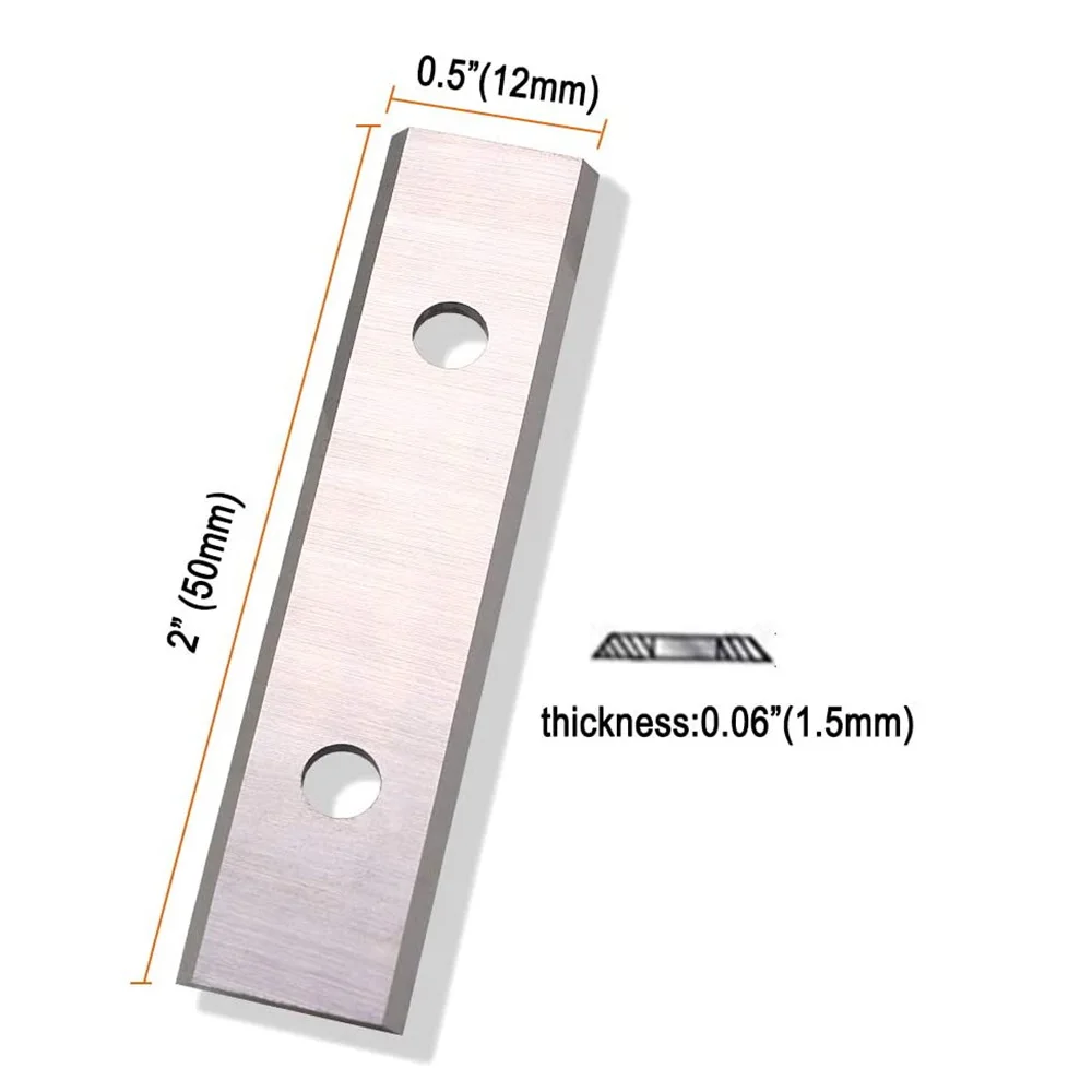 10Pcs Tungsten Carbide Scraper 50X12X1.5MM Double Edged Heavy Duty Scraper Replacement Blades For Paint Stickers Removal