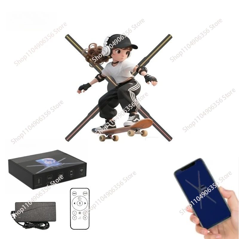 for 2026 new WIFI Bluetooth 3D editing APP 4 blade 45cm 52cm 60cm holographic fan, suitable for retail stores