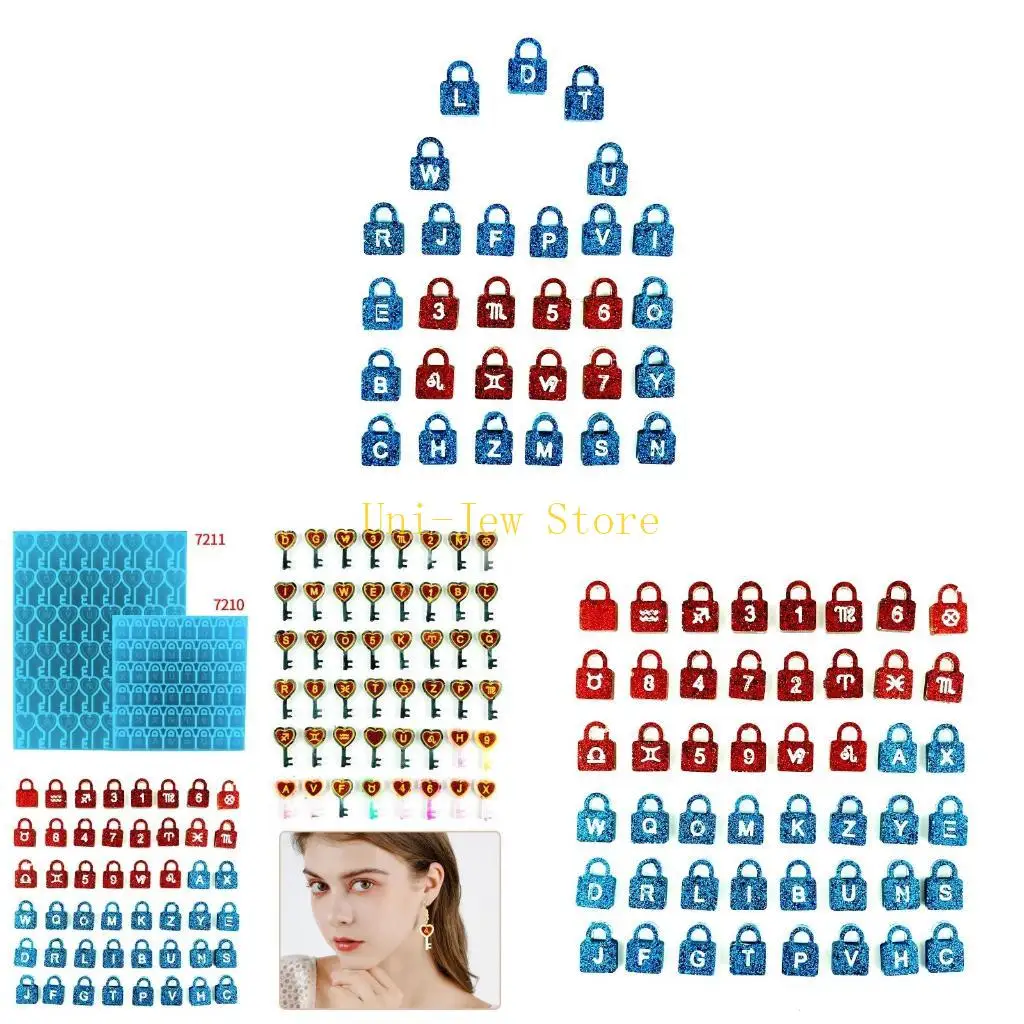 

40GB Vintage Lock for Key Silicone Resin Epoxy Molds Letter Patte