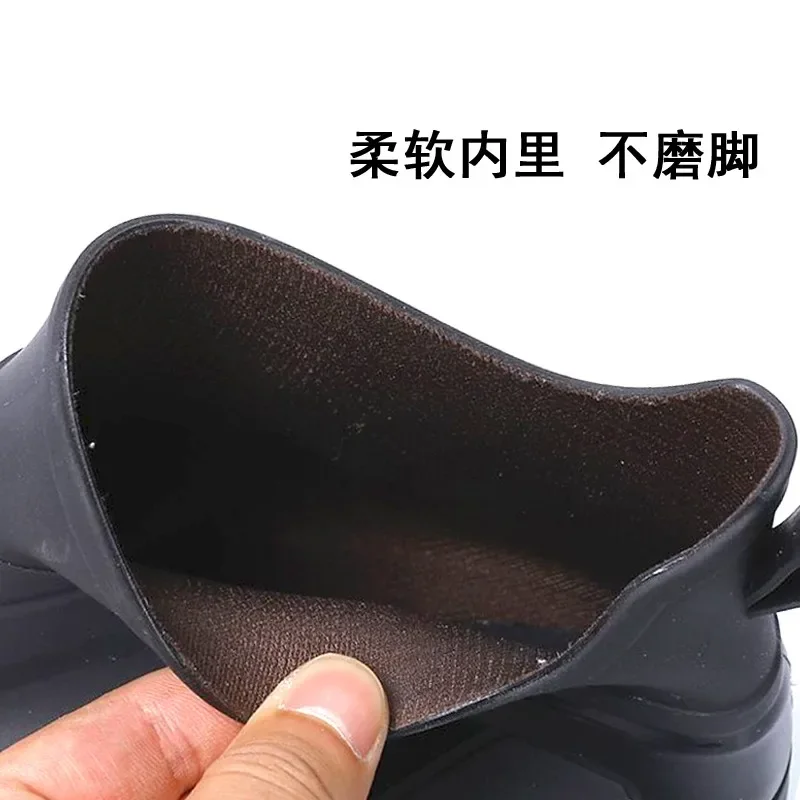 Men\'s Rain Boots Short Style Outdoor Rubber Shoes Work Non-slip Waterproof Leisure Fishing Plus Cotton Warm