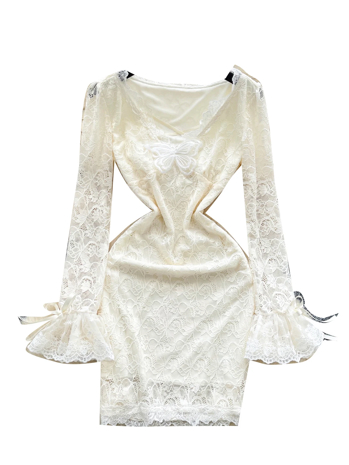 퓨어 디자이어 슬레 여성용 롱 스웨이드 브이넥 섹시 스파이시 걸 레이스 하이웨이스트 바디콘 스커트 시티 커뮤트