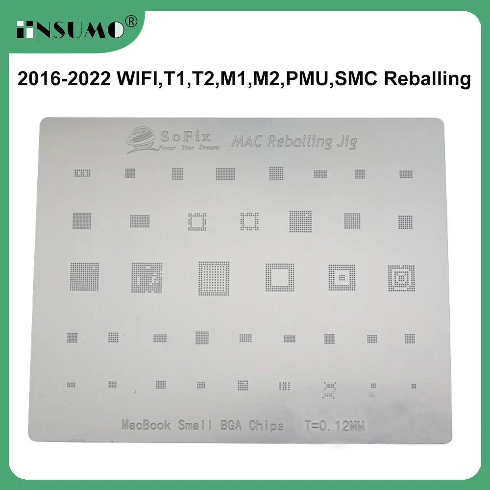 Uniwersalny szablon BGA Sofix do reballingu Macbook 2016-2022 WIFI T1 T2 M1 M2 Chip PMU SMC do lutowania i nakładania cyny