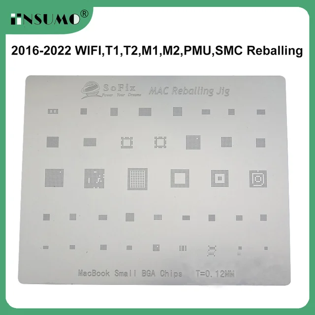 Uniwersalny szablon BGA Sofix do reballingu Macbook 2016-2022 WIFI T1 T2 M1 M2 Chip PMU SMC do lutowania i nakładania cyny