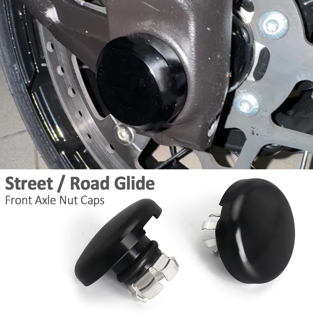 قبعات صامولة المحور الأمامي للتجول على الطريق الإنزلاق شارع الإنزلاق FLHX FLTRX FLTRXSE FLHXSE CVO 2023 2024 2025 غطاء قفل العجلة السوداء