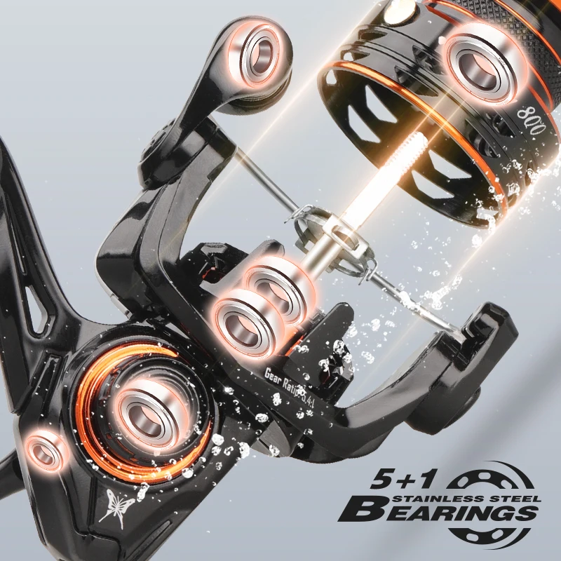 HISTAR Butterfly Long Casting 5.4:1 High Ratio 5kg Drag Power 5+1 BB Metal Body Professional Micro Spinning Fishing Reel