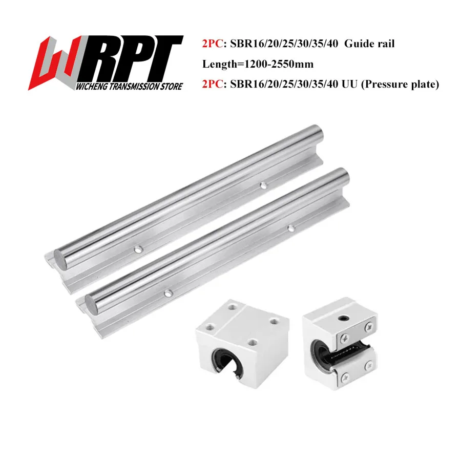 

Linear Guide 2PCS SBR12 16 20 25 30 35 40 Length 1200-2550mm 2PCS SBR12-40UU Pressure Plate Slider Bearing DIY Mills CNC Parts