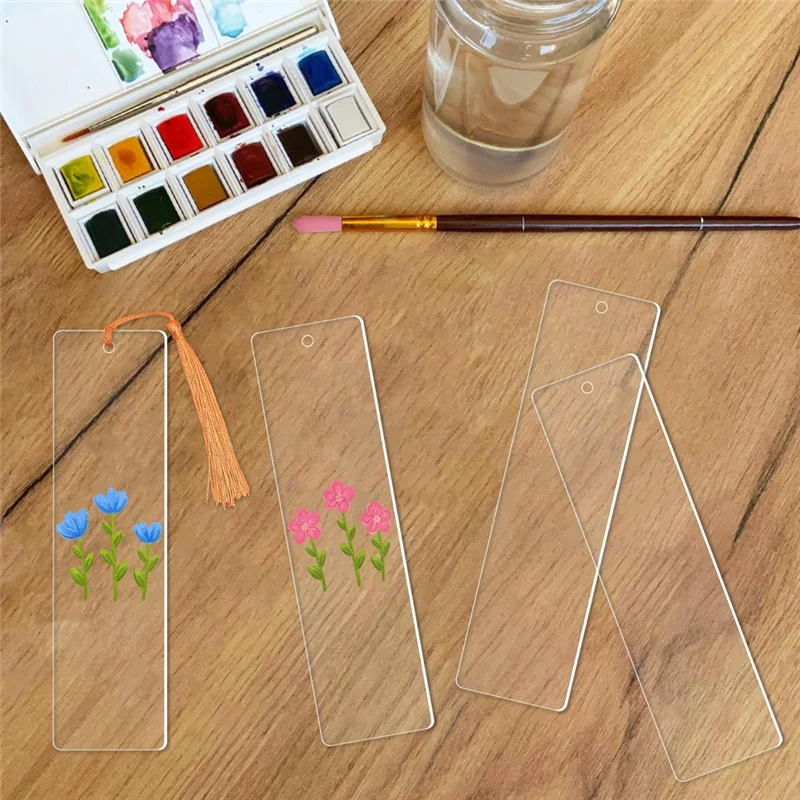 AT02-40PCS Acrylic Bookmarks Blanks With 40 PCS Colorful Tassels,DIY Clear Bookmark Bulk For Crafts Hanging Gift Tag