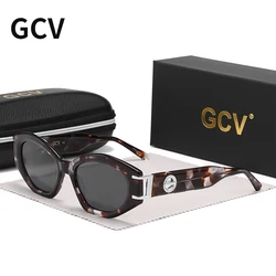 Gcv-女性用ムキャッツアイサングラス、avant-Gardeアセテート外部、パテントデザイン、偏光およびUV保護、ブランドファッション