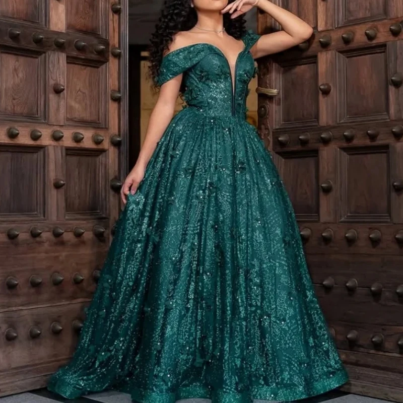 

Элегантные изумрудные женские вечерние платья с v-образным вырезом, длинное платье трапециевидной формы для свадебной вечеринки, платье для выпускного вечера, одежда для особых случаев по индивидуальному заказу