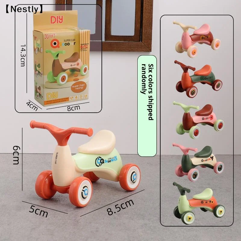 1Pcs Simulation Mini Kids Balance Car Four-wheeled Baby Sliding Scooter Ornament Creative Assembly Children's Car Toy Gift〔Nest〕