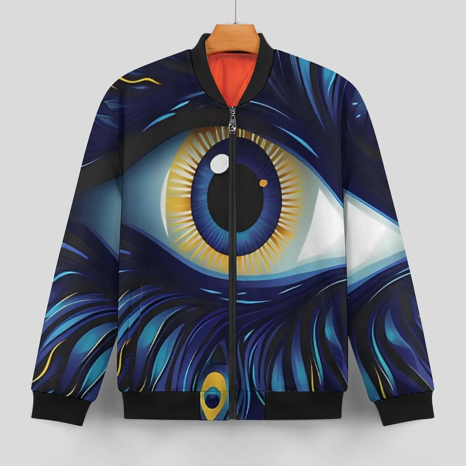 Blue Evil Eye Casual Jackets Abstract Print Zipper Windbreakers Male Graphic Coats Autumn Vintage Classic Jacket Large Size