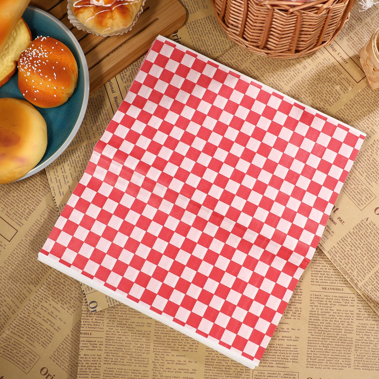 

100 Sheets Food Wrapping Paper Greaseproof Waterproof Oil Proof Hygienic Bakery Tray Liners Sandwich Wraps Supplies Retro