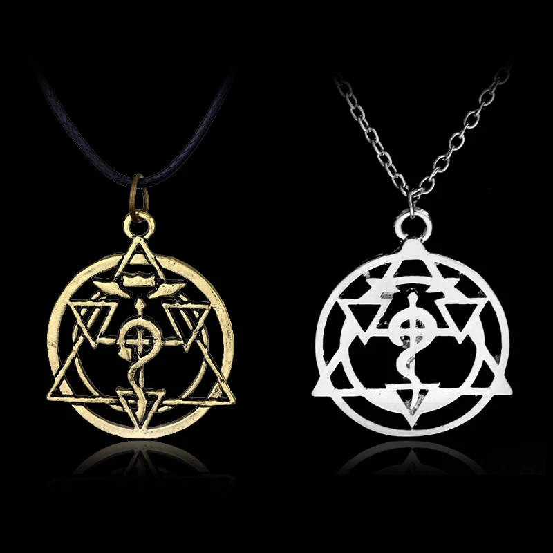 Fullmetal Alchemist Pendant Necklace Edward Alchemist Logo Hexagram Caduceus Unisex Cosplay Jewelry Gift
