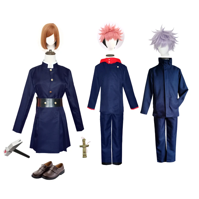 

Anime Jujutsu Satoru Gojo Kaisen Cosplay Costume Kugisaki Nobara Hammer Scarecrow Halloween Carnival Itadori Yuji Show Wig