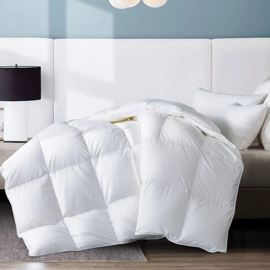 

Twin Comforter,Filled with Feather and Down, White Duvet Insert Luxurious Hotel Collection Bed Blanket Comforter 100 Cotton Shel