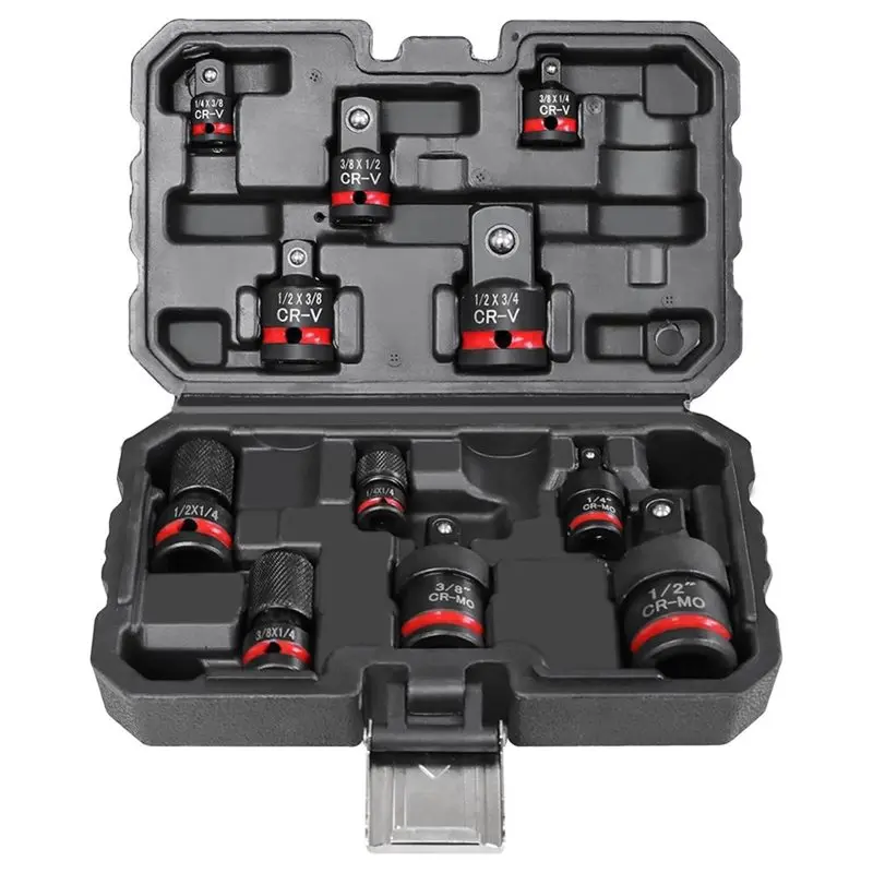 

Набор ударных адаптеров для торцевых головок KYCOR - 11 предметов, ударопрочные насадки и удлинители для дрелей, сталь CR-V и CR-MO, привод 1/4", 3/8", 1/2"