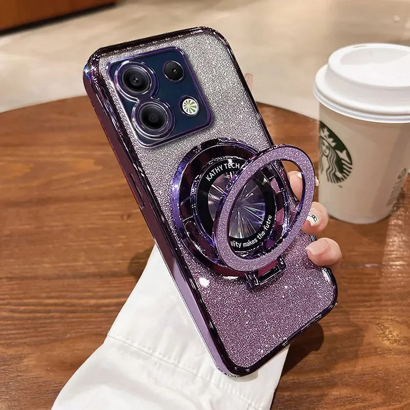 حافظة هاتف فاخرة بحامل شفط مغناطيسي لهاتف Redmi Note 13 4G 5G 12 11 10 9 7 8 PRO K 70 60 E 50 40 30 S غلاف مضاد للسقوط