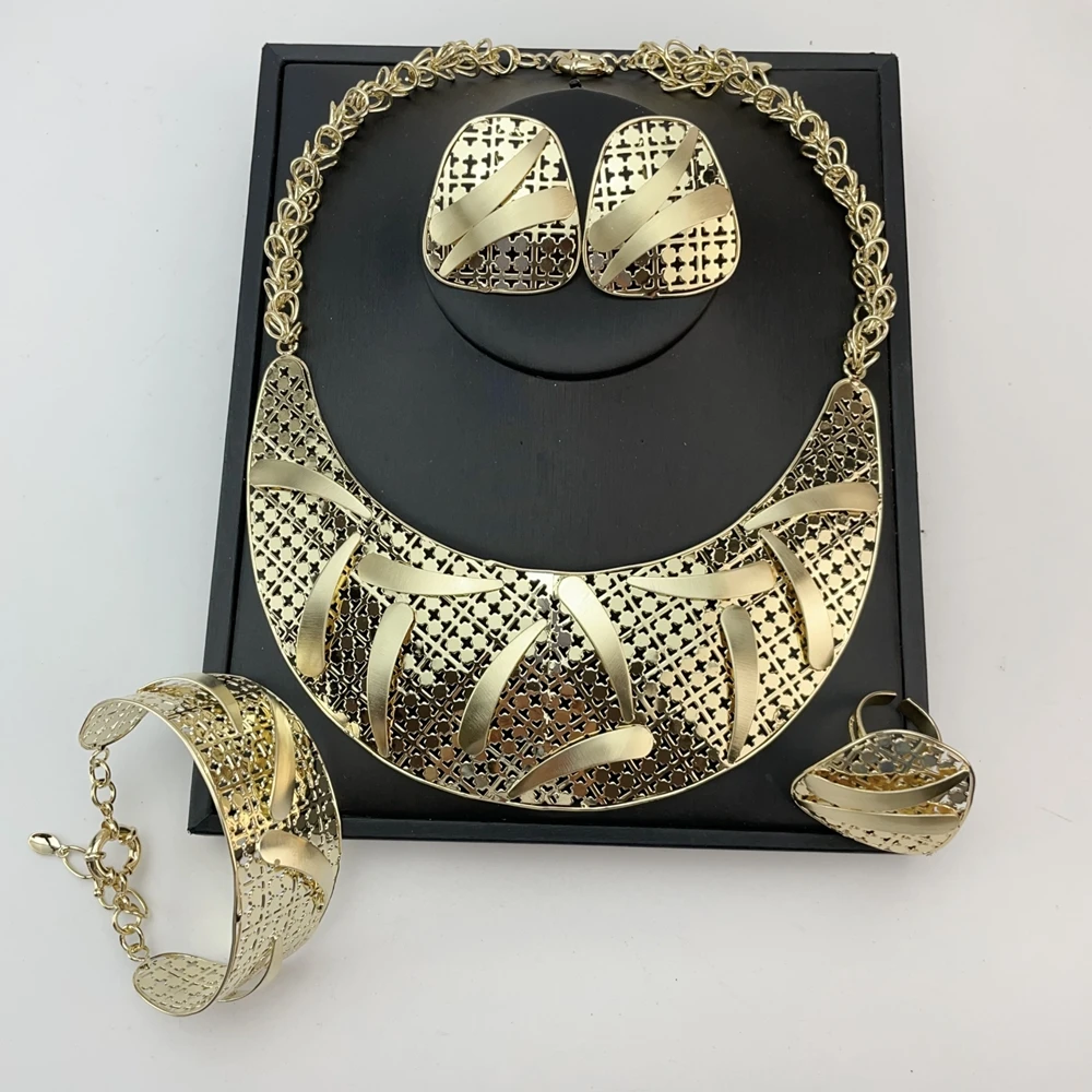 EMMA Women Fashion Jewelry Set Big Necklace Earrings Sets Italian Style Luxury Jewelry For African Mama FHK13013