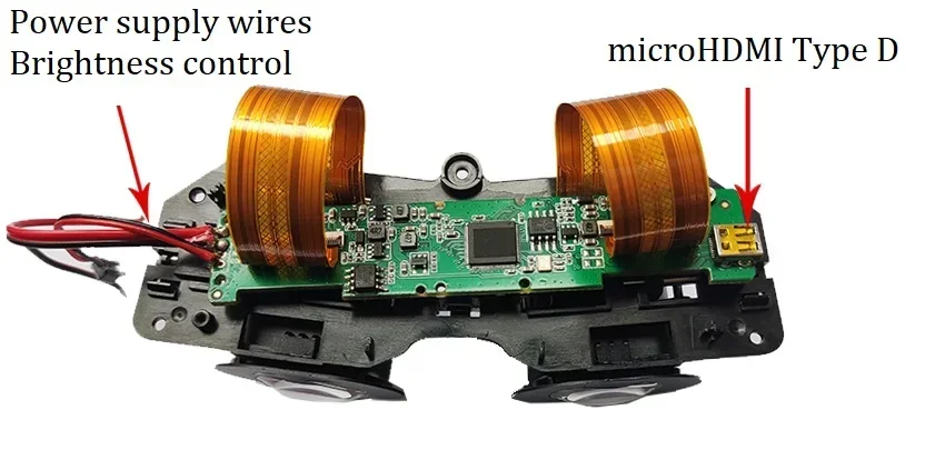 0.71inch FHD micro OLED display module with dual screen, HD MI board and lens for 2D smart glasses, VR etc.