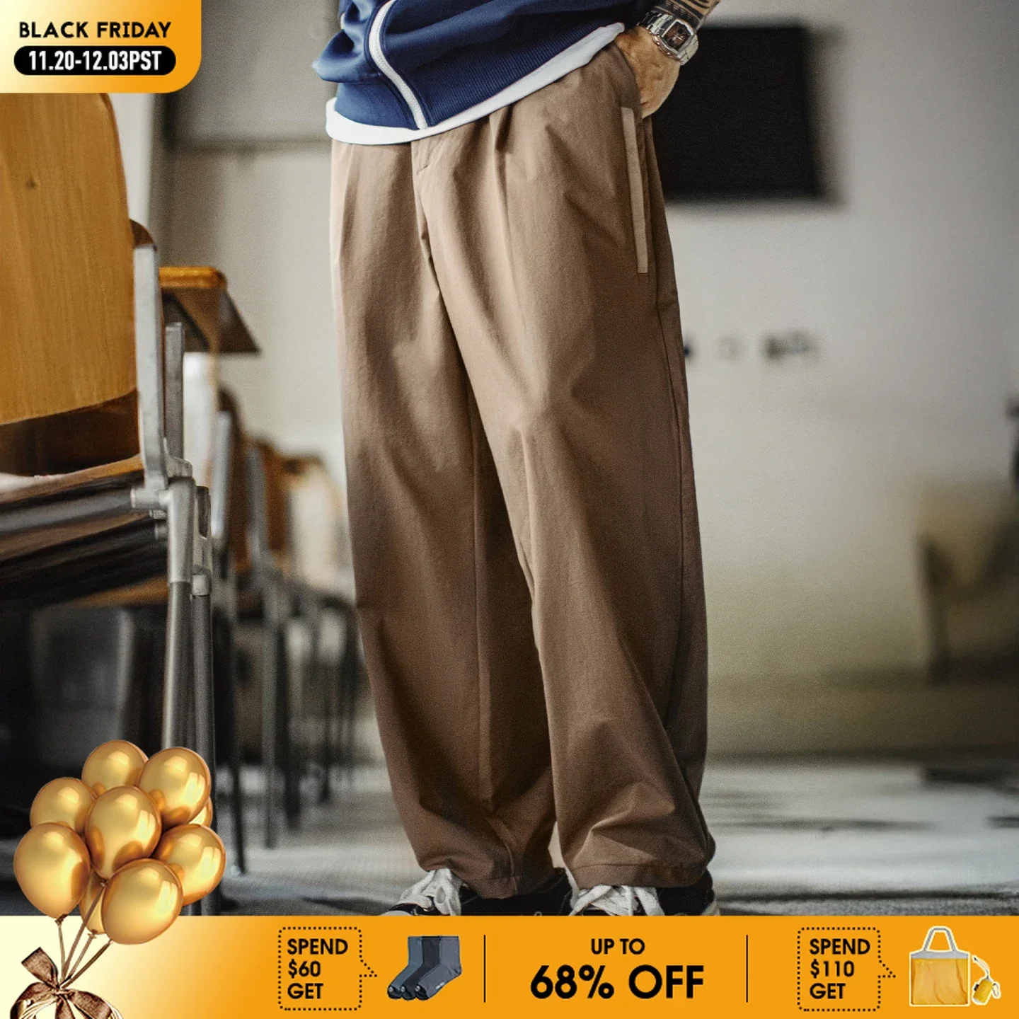 

Винтажные легкие повседневные брюки цвета хаки Maden, зауженные длинные брюки, устойчивые к морщинам брюки с эластичной резинкой на талии для мужчин, осенние поездки на работу