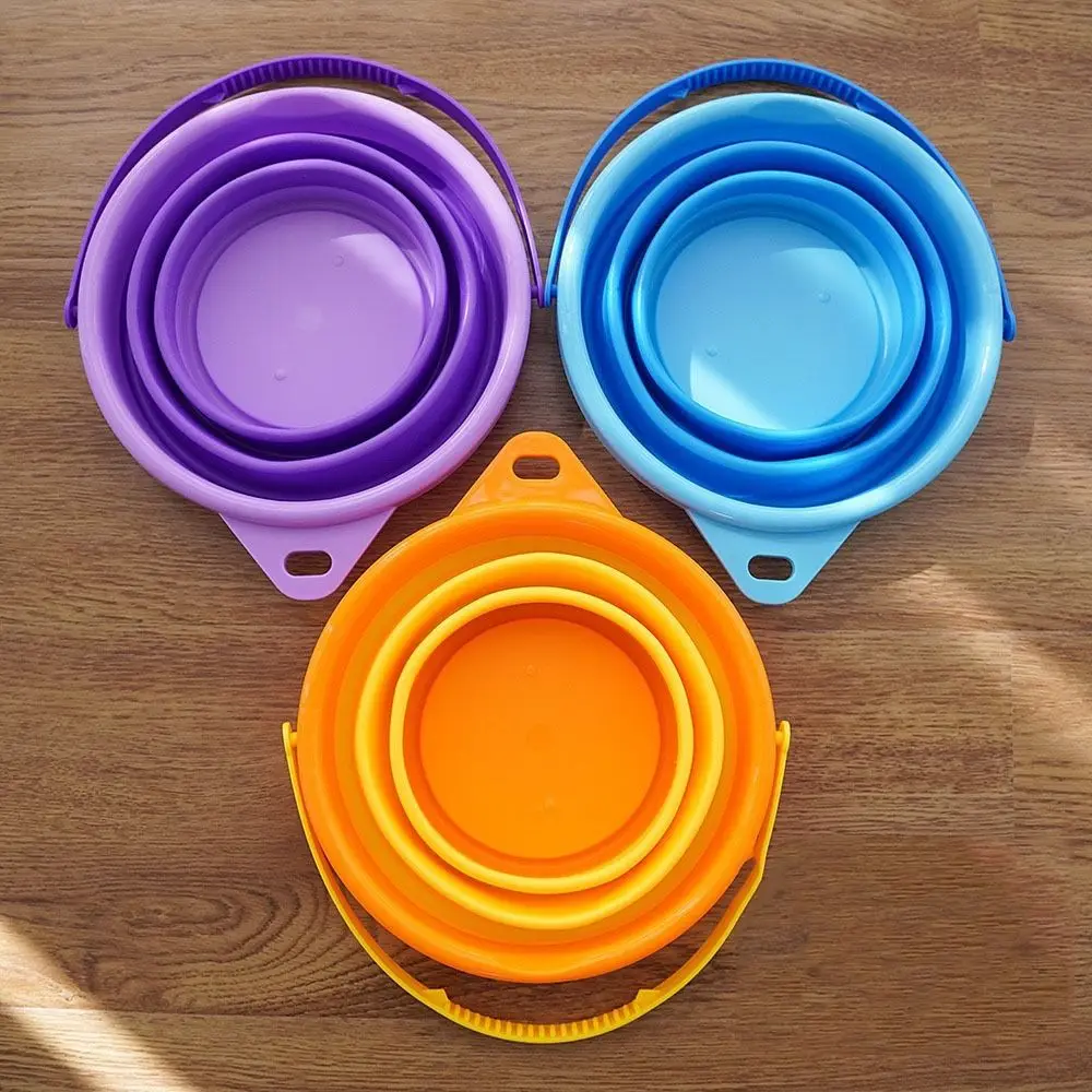 Cubos plegables portátiles para playa, cubo de arena redondo multifuncional, cubo plegable retráctil de plástico para playa, lavado de coches