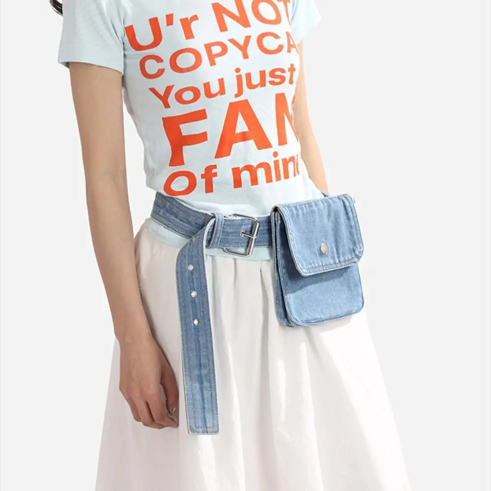 

Multifunctional Denim Belt Waist Bag Korean Style Portable Cowboy Chest Bag Pouch Lightweight Denim Crossbody Bag Cummerbund