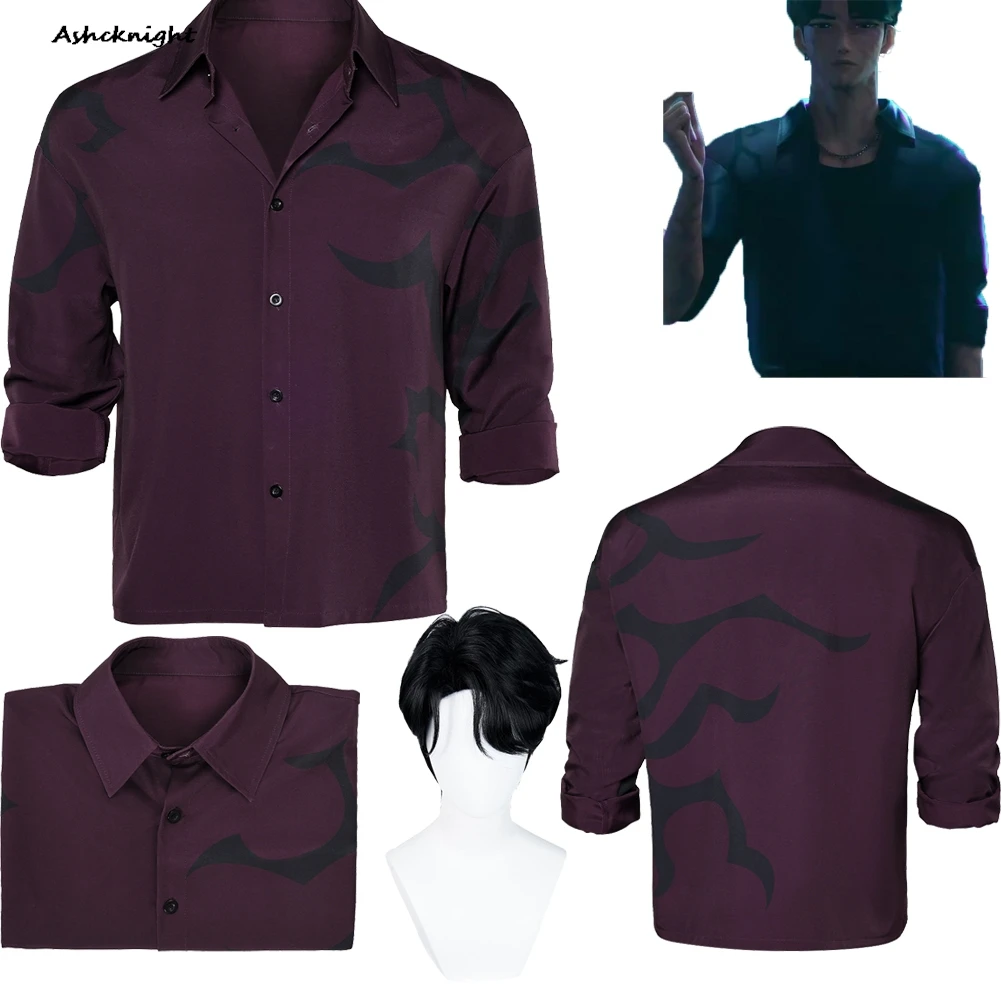 

2025 мультфильм «Охотник на демонов» KPop, косплей Saja Boys Jinu, рубашка, парик, тканевый костюм для вечеринки, костюм на Хэллоуин, карнавальные наряды, костюмы