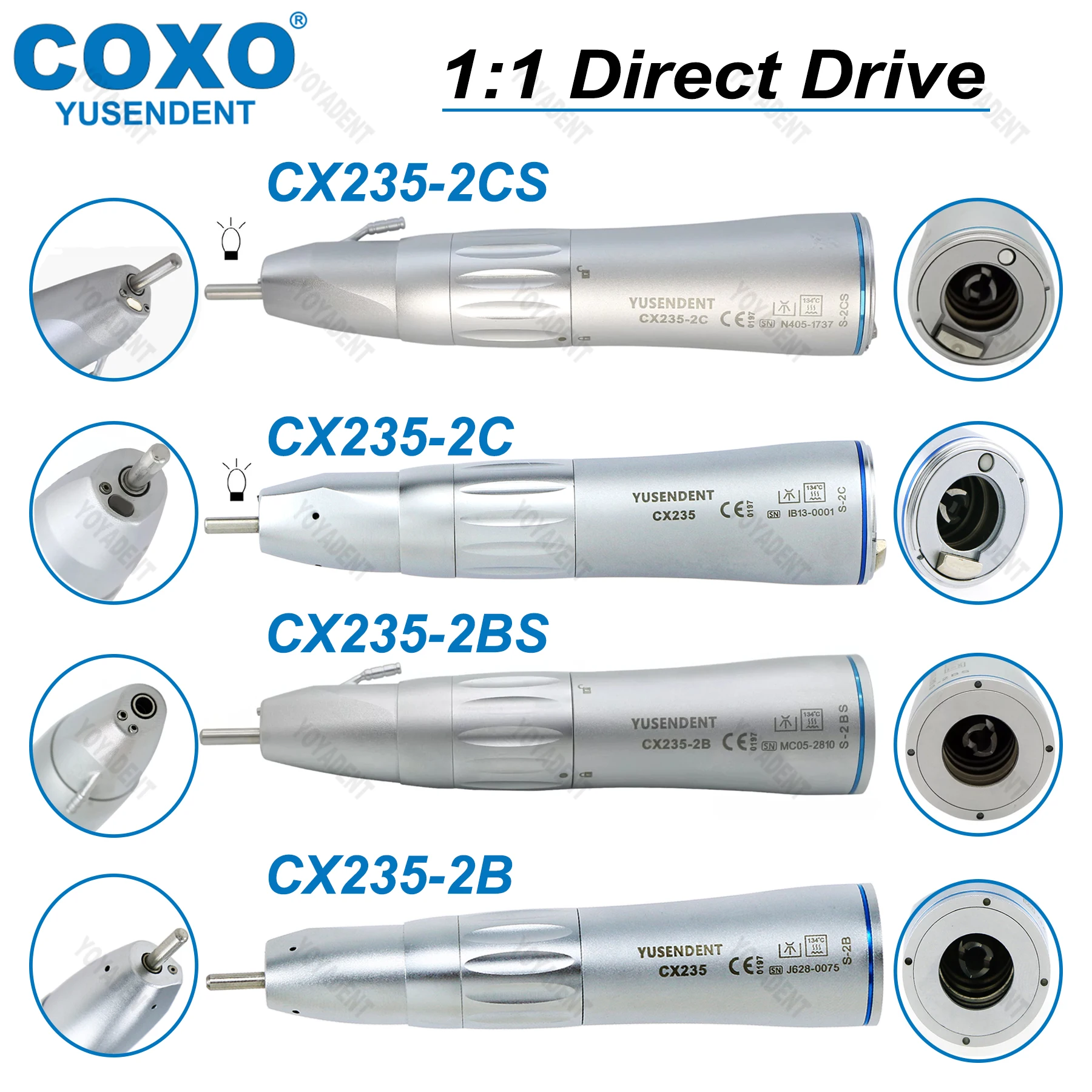 

COXO Dental Fiber Optic Straight Nose Cone Handpiece Surgical Handpiece Inner/External Water Channel E Type Fit NSK KAVO