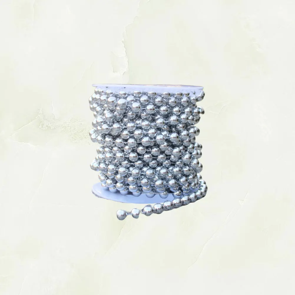 

10M 8Mm Plating Beads Chain Silver Glossy Diy String For Wedding Christmas Decoration Fixed End Craft Garland Decorative Trim
