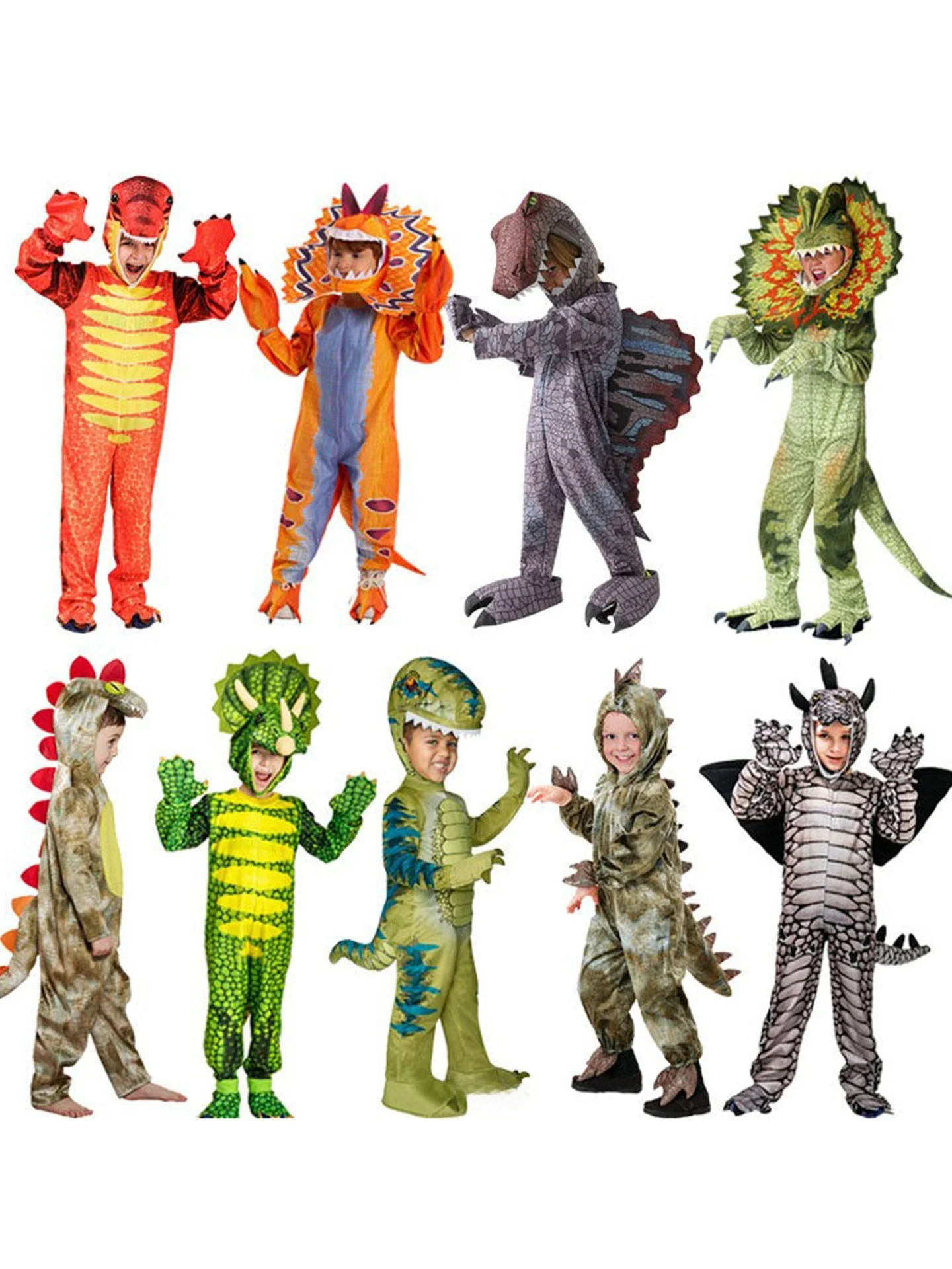 Children's Jurassic Park Dinosaur Role-playing Costume Double Spine Dragon Triangular Dragon Tyrannosaurus Spike Dragon Light...